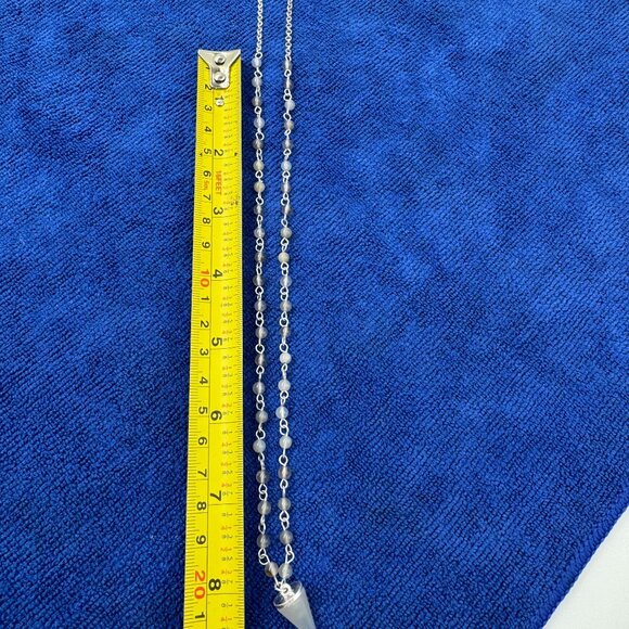 Charming Charlie White Clear Sphere Pendant Beaded 30" Necklace Boho Chic - Picture 8 of 8